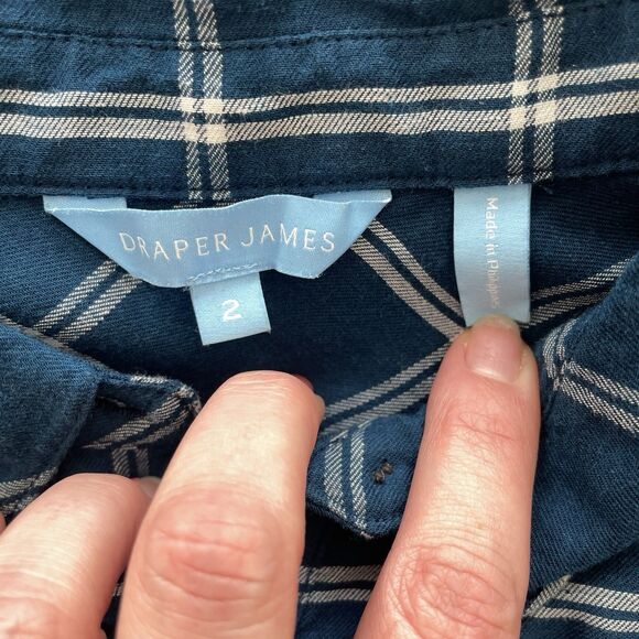 Draper James Plaid Button Down Shirt Southern Preppy Top Womens Size 2 - Picture 5 of 7